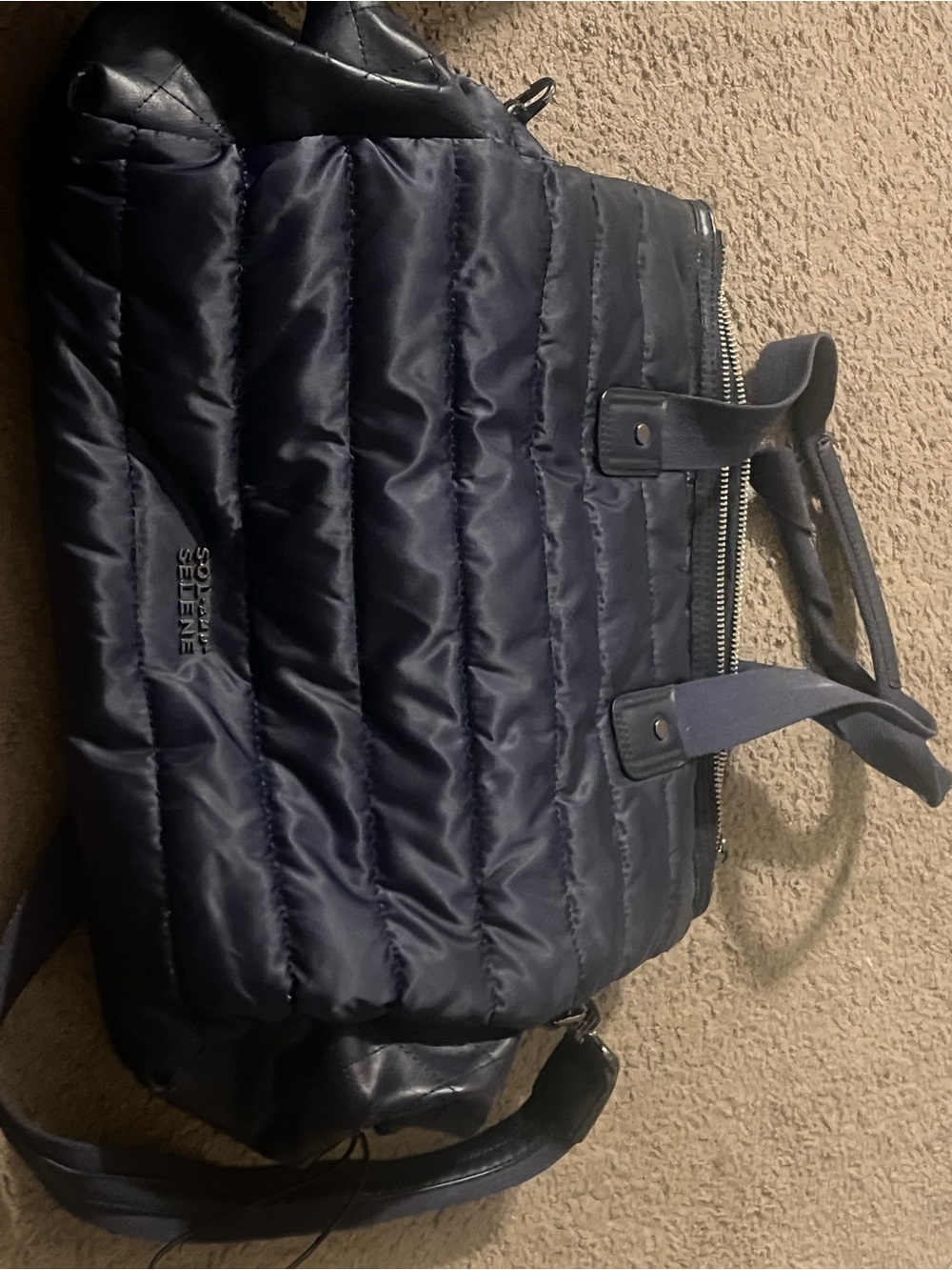 Puffer Tote Bag in Navy - Quilted Everyday Carryall